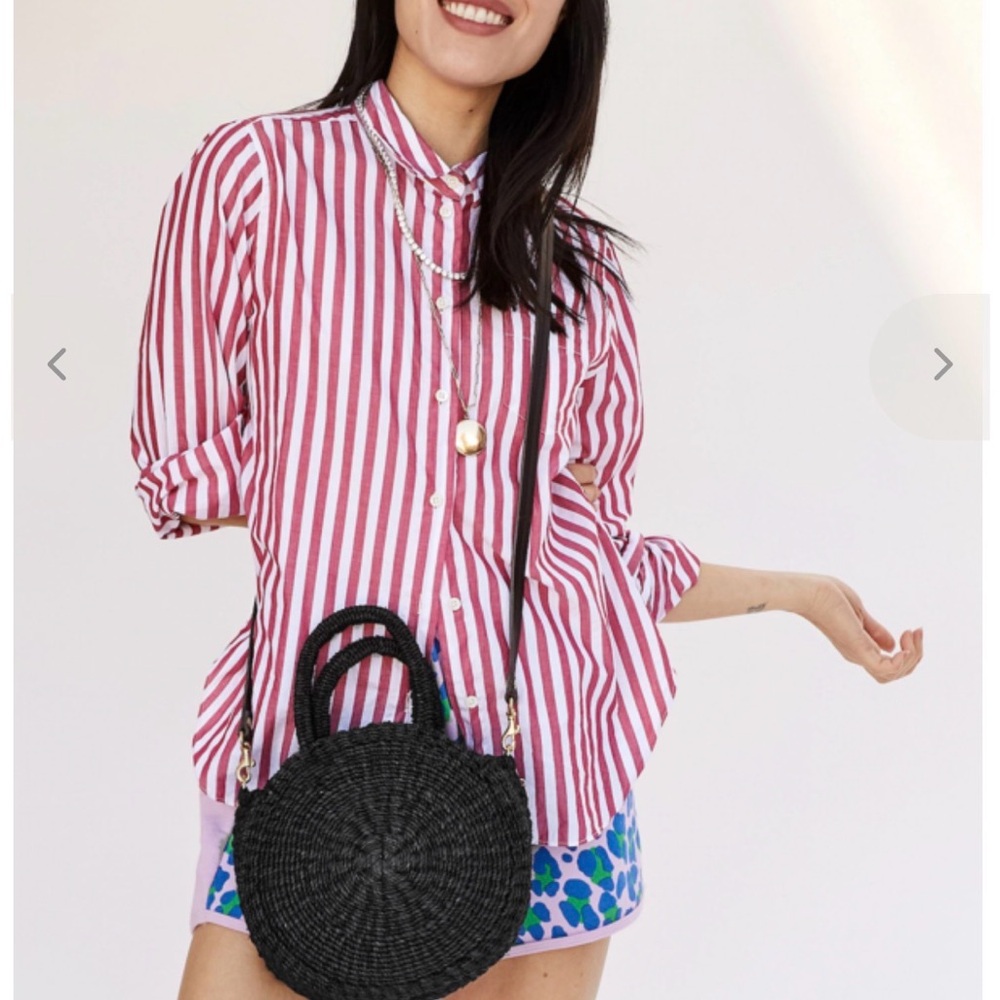 Clare V Black Straw Woven Petit Moyen Alice bag